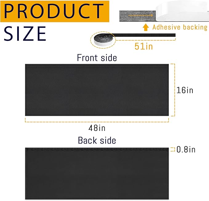 HolyMaji 48" Under Desk Privacy Panel Self-Adhesive Modesty Panel 600D Heavy - Image 2