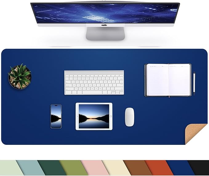 Desk Mat, 35.4" x 17" Leather Desk mat, Double-Sided Desk Pad, Desk matt by AFIING