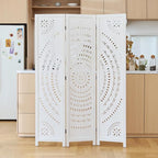 66.9Inch Folding Room Divider, 3 Panels Wood Carved Privacy Screens, Free - Image 7
