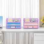 Subekyu 2-Pack 3-Tier Purple Metal Mesh Desk Paper Letter Tray & File Sorter - Image 6