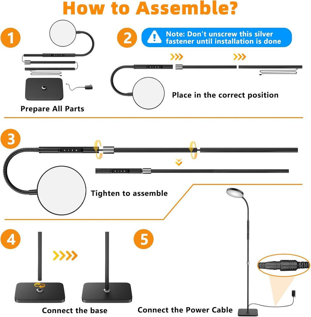 pacovy floor lamp, adjustable height floor lamps for, front angle view
