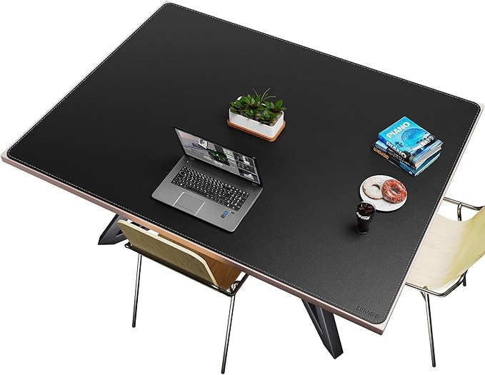 CENNBIE HUGE160 63" x 47" Black Leather Desk Mat by CENNBIE