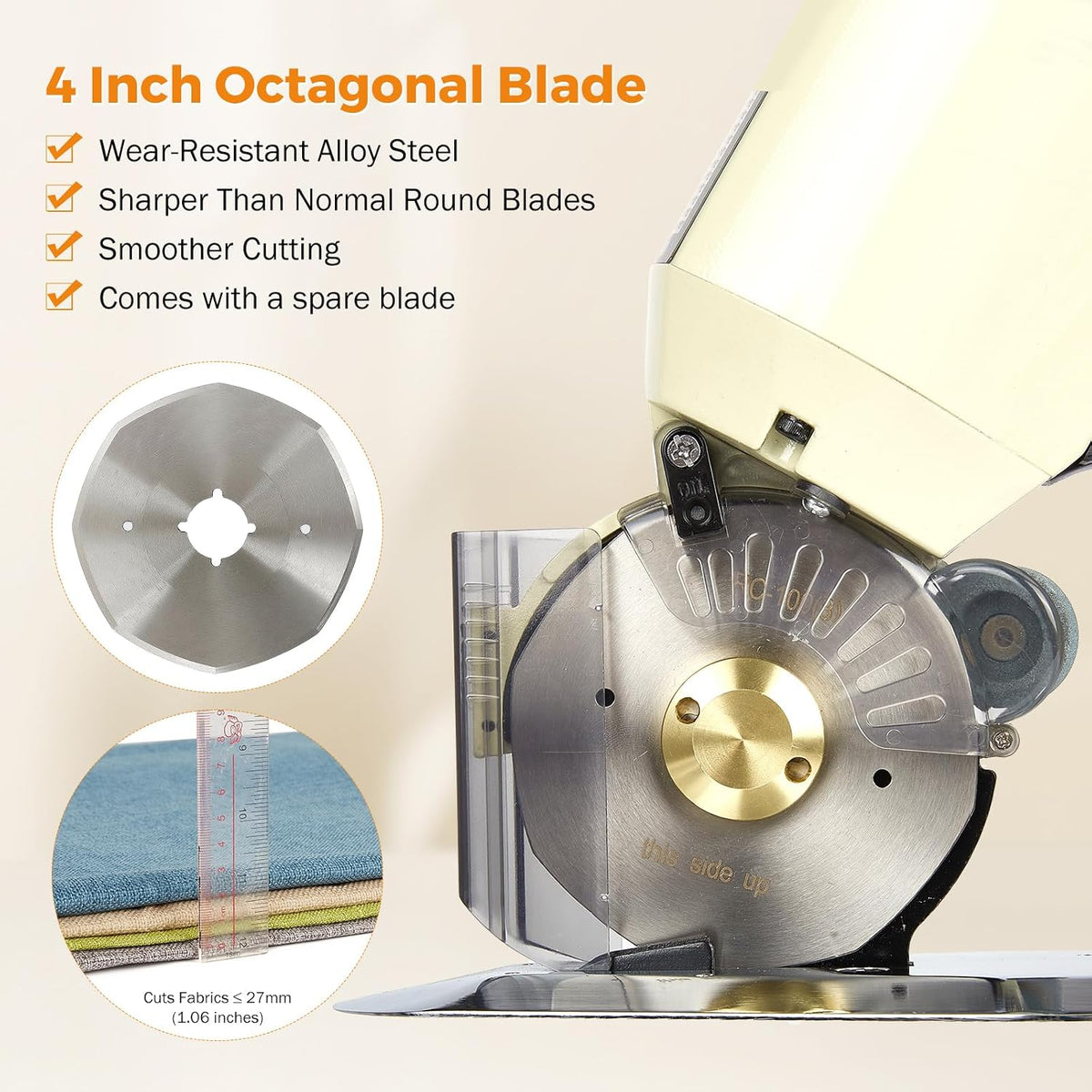 BEAMNOVA Electric Rotary Cutter for Fabric, Cloth Cutting Machine