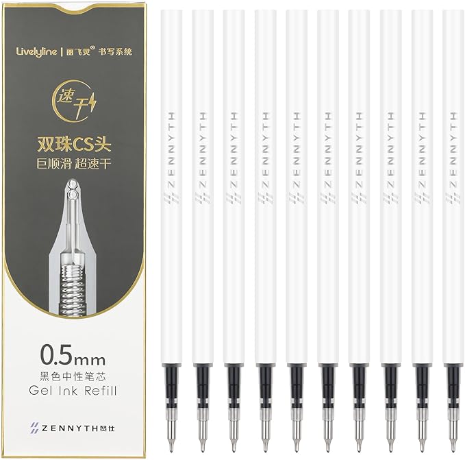 Ddaowanx 10 Pieces Gel Ink Pen Refills, Fine Point 0.5mm Tip Smooth Writing by Ddaowanx