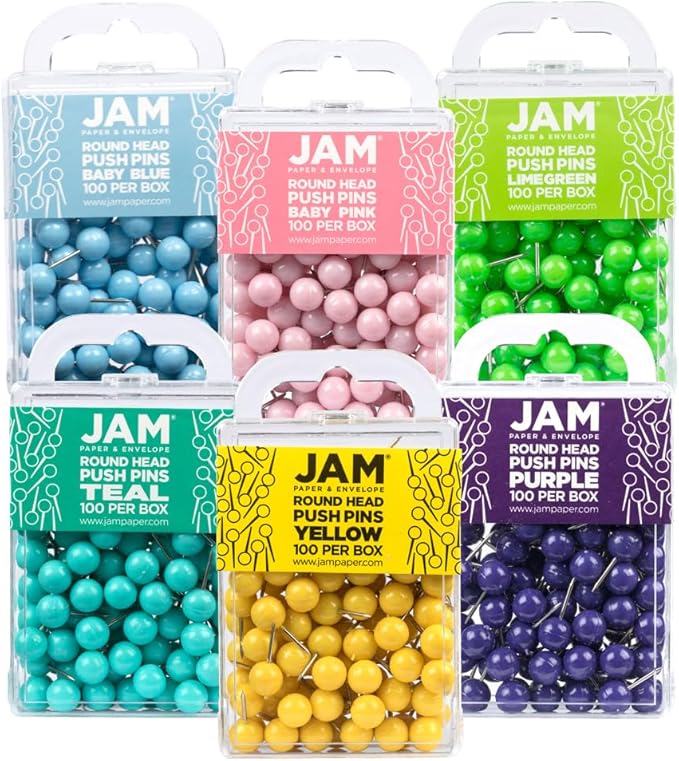 JAM PAPER Colorful Push Pins by JAMPaper