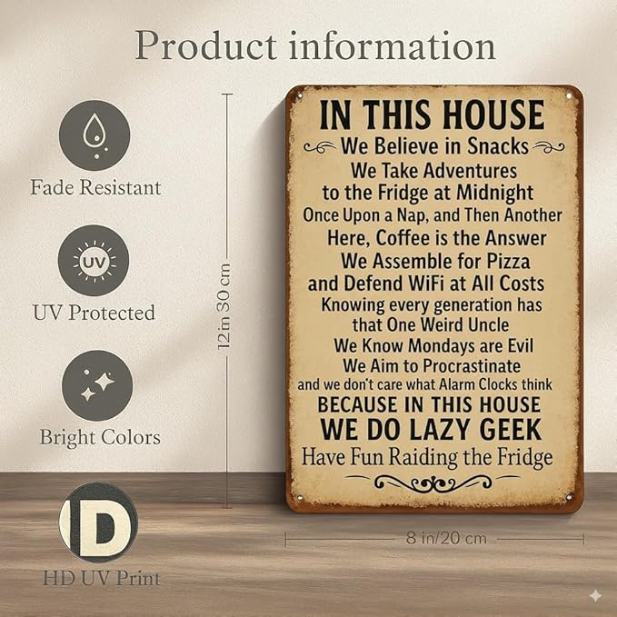 Vintage Funny Metal Tin Sign In This House We Do Geek Magic 8x12 Inches Poster - Image 2