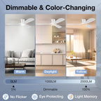 52” smart low profile ceiling fans with light, close-up detail