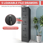 OPTYMIRA 5 Drawer Metal File Cabinet - Image 4