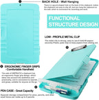 HWPRATO Clipboards Organizer Clipboard with Storage Nursing Clipboard Foldable File Folder Plastic Folio with Storage Case for Teacher,Kids,Doctor,Offices (Arctic Blue)