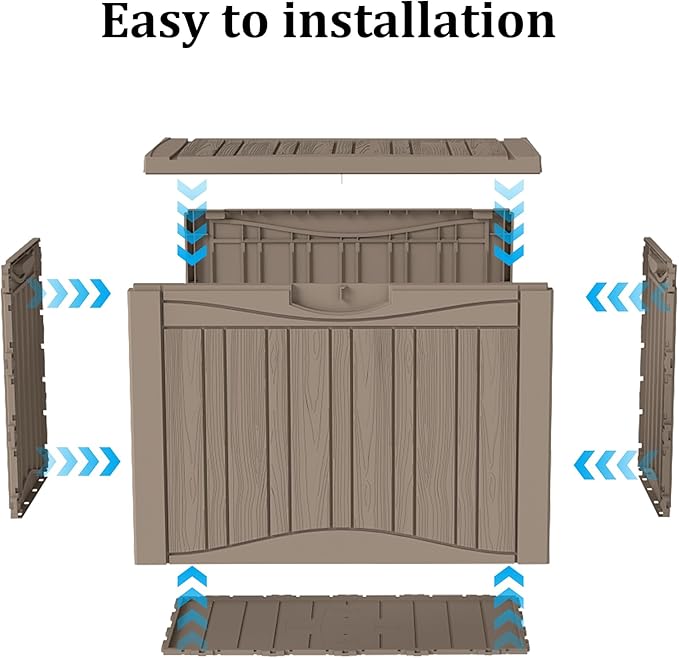 Decksplore 50 Gallon Outdoor Storage Box Waterproof Lockable Resin Deck Box - Image 7