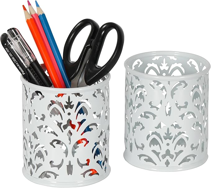 EasyPAG White Pen Holder for Desk, 2 Pack Round Pen Organizer, Brush Holder for - Image 6