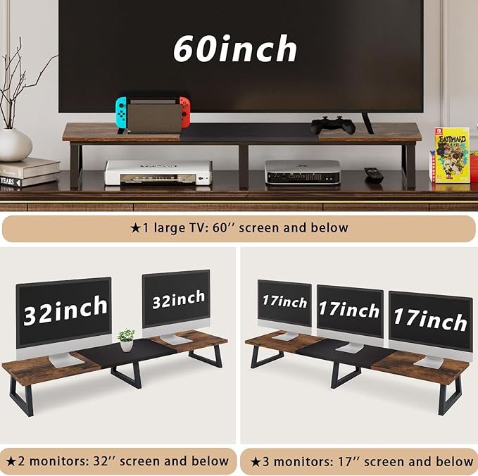 TEAMIX 42 inch Large Dual Monitor Riser, Extra Long Monitor Stand Riser Wide TV - Image 7