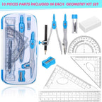 Zonon 6 Sets Math Geometry Kit Student 10 Pcs Shatterproof Storage Box Includes - Image 4