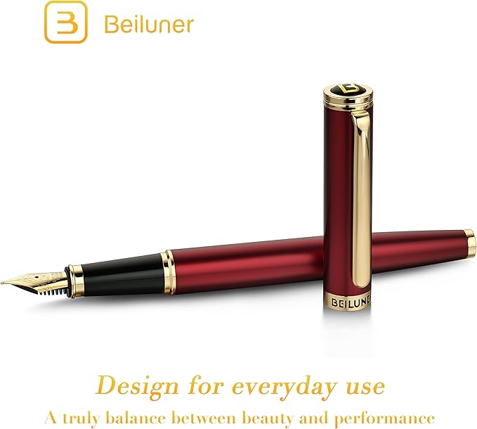 BEILUNER Red Fountain Pen, Stunning Luxury Pens - Image 2