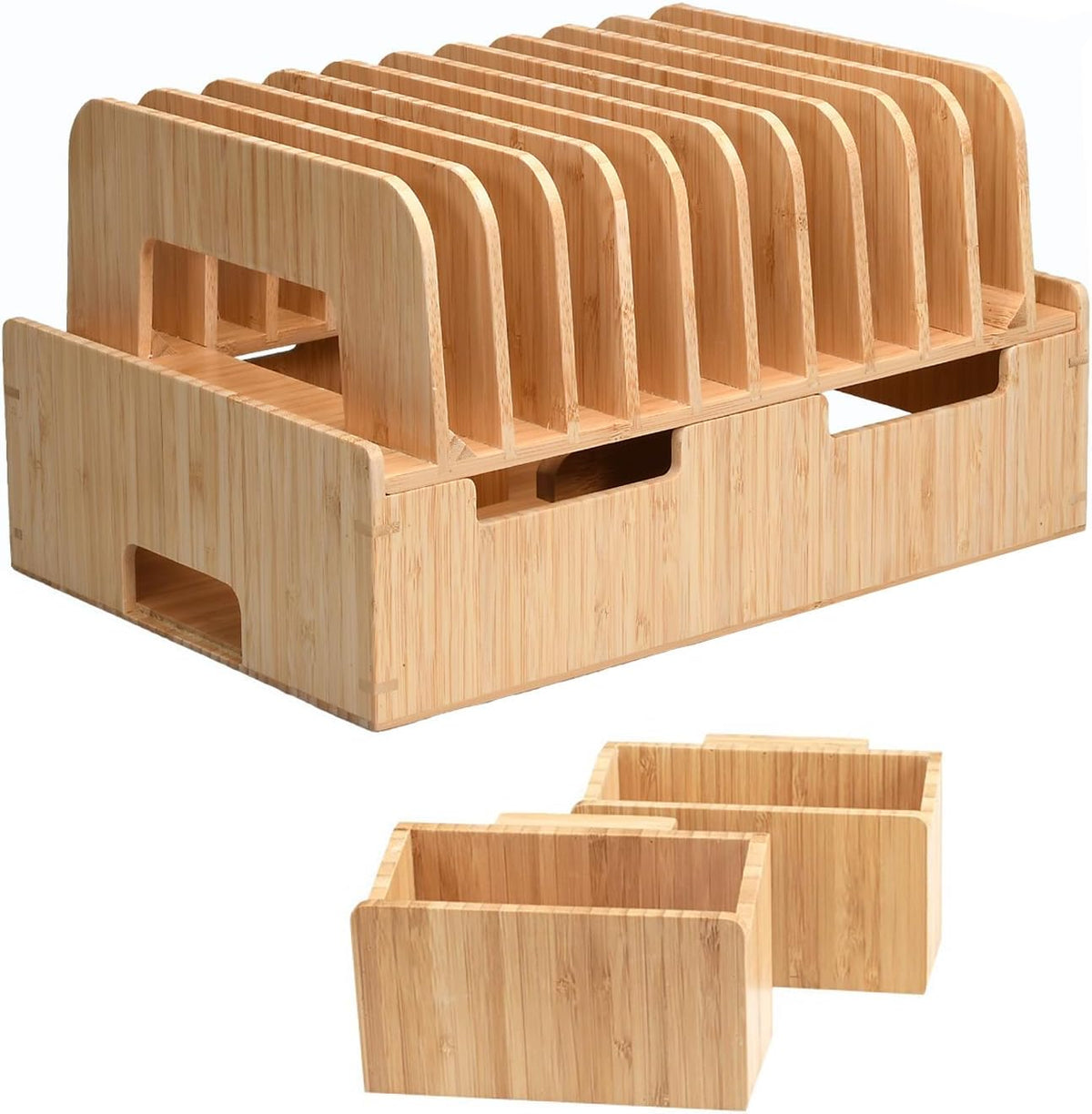 MobileVision Bamboo 12-Port Charging Station & Docking Organizer