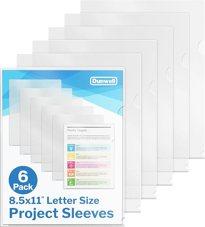 Dunwell Clear Folders for Documents, Plastic 8.5x11 File Sleeves for Document by Dunwell