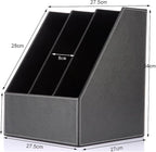 KINGFOM Desktop Wooden Leatherette Magazine File Holder-Organizer-3 Compartment - Image 3
