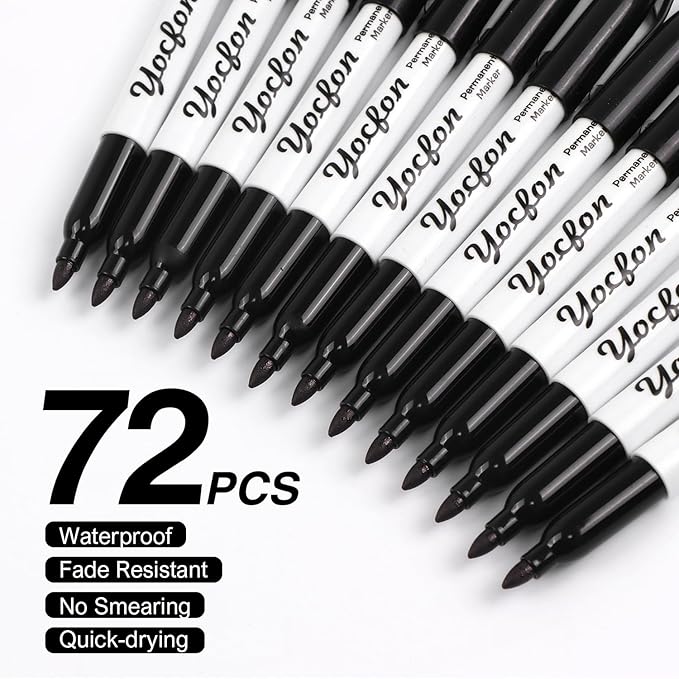 Yocfon Permanent Markers, Fine Tip, Waterproof Markers, Works On Plastic - Image 2