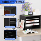 GDINDINFAN Wood Desktop Letter Tray File Organizer, Paper Storage Mail Sorter - Image 4