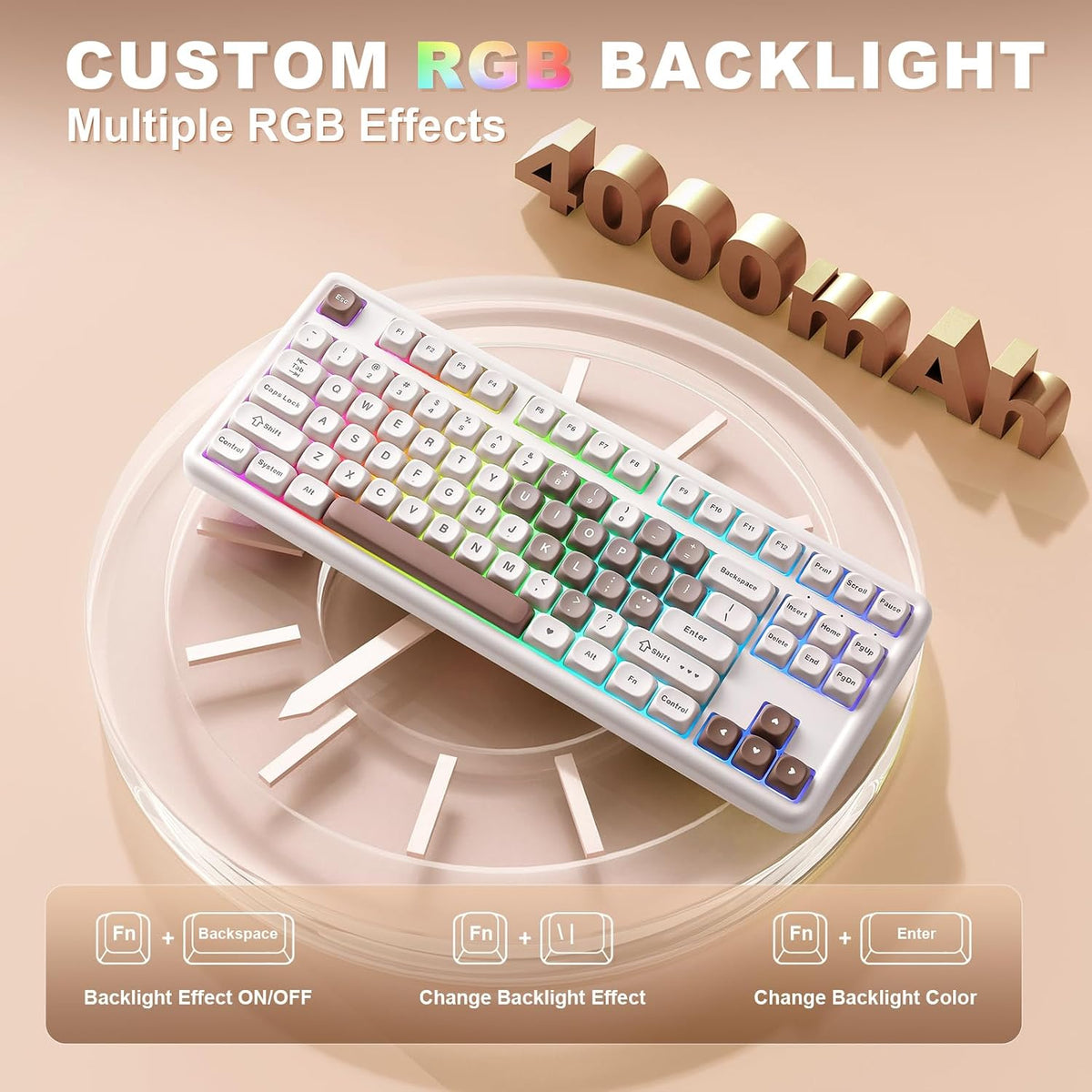 YUNZII B87 TKL Wireless Mechanical Keyboard (Brown Heart,Cocoa V2)