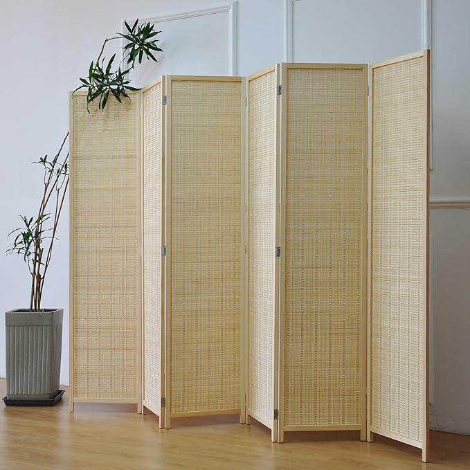 Furnnylane 6 Panel Bamboo Room Divider and Folding Panel Screen, Bamboo Panel by Furnnylane