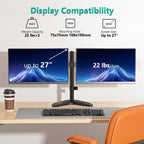 wali freestanding dual monitor stand for 13-27 inch shown in use