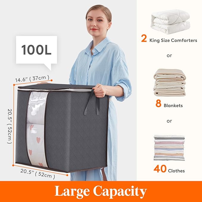 Lifewit 6 Packs 100L Clothes Storage Bag, Storage Bins - Image 2