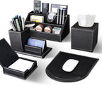 kingfom 5pcs desk organizer and accessories set, pu shown in use