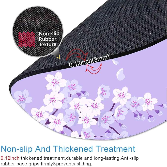 IMAYONDIA Cute Purple Mouse Pad Small, Floral Flower Round Mouse Pads, Sakura - Image 3