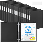 Henoyso 36 Pcs 3 Ring Binder 0.5 Inch Round Fits Letter Size 8.5'' x 11'' Paper by Henoyso