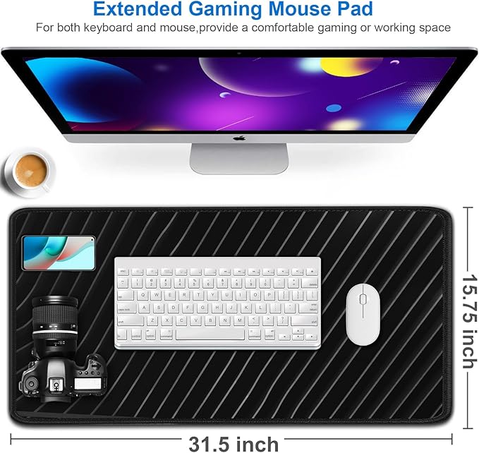 Large Mouse Pad, 31.5x15.7 inch Large Extended Computer Keyboard Mouse Mat - Image 2