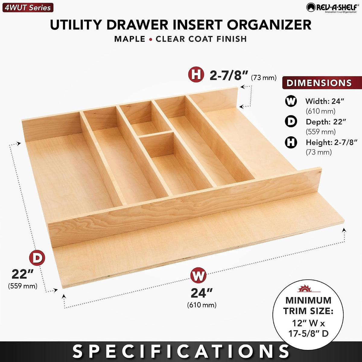 Rev-A-Shelf Trim-to-Custom-Fit Silverware Drawer Organizer For Kitchen Utensi...