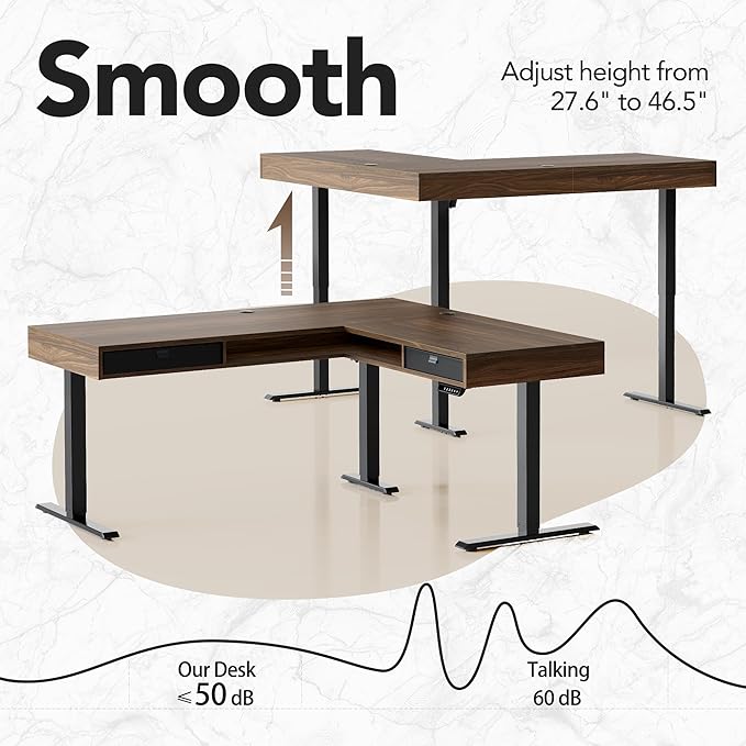 HUANUO Electric L Shaped Standing Desk, 63″x55″ Height Adjustable Corner - Image 5