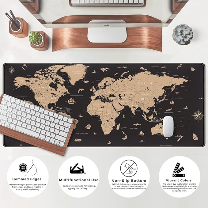 World Map Desk Mat Historical World Map Desk Pad Extra Large Computer Mouse Pad - Image 5