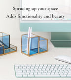 FONDAZZA Gold & Blue Glass Desk Organizer - Image 8