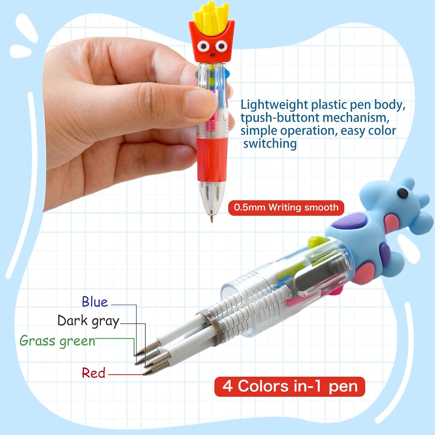 TOEMUR 100 PCS Multicolor Pen Set – 50 Cute Pens Bulk with 50 Pen Bags, Fun Pens for Party Favors, Christmas, Birthday, Kawaii Stationery for Student Prizes, Gifts Bulk for Friends