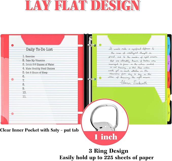 INFUN 1 Inch Telescoping 3 Ring Binder - Image 3