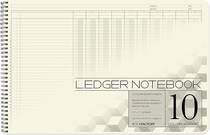 BookFactory Accounting Ledger Notebook/Large 10 Column Accounting Ledger by BookFactory