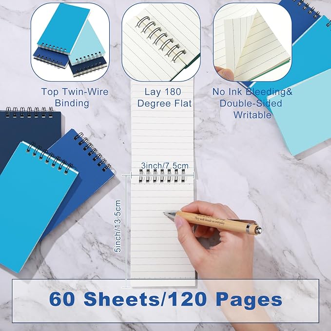 Tenceur 8 Pcs Pocket Notebook Bulk Small 3x5 Inch Spiral Notepads Mini Top - Image 2