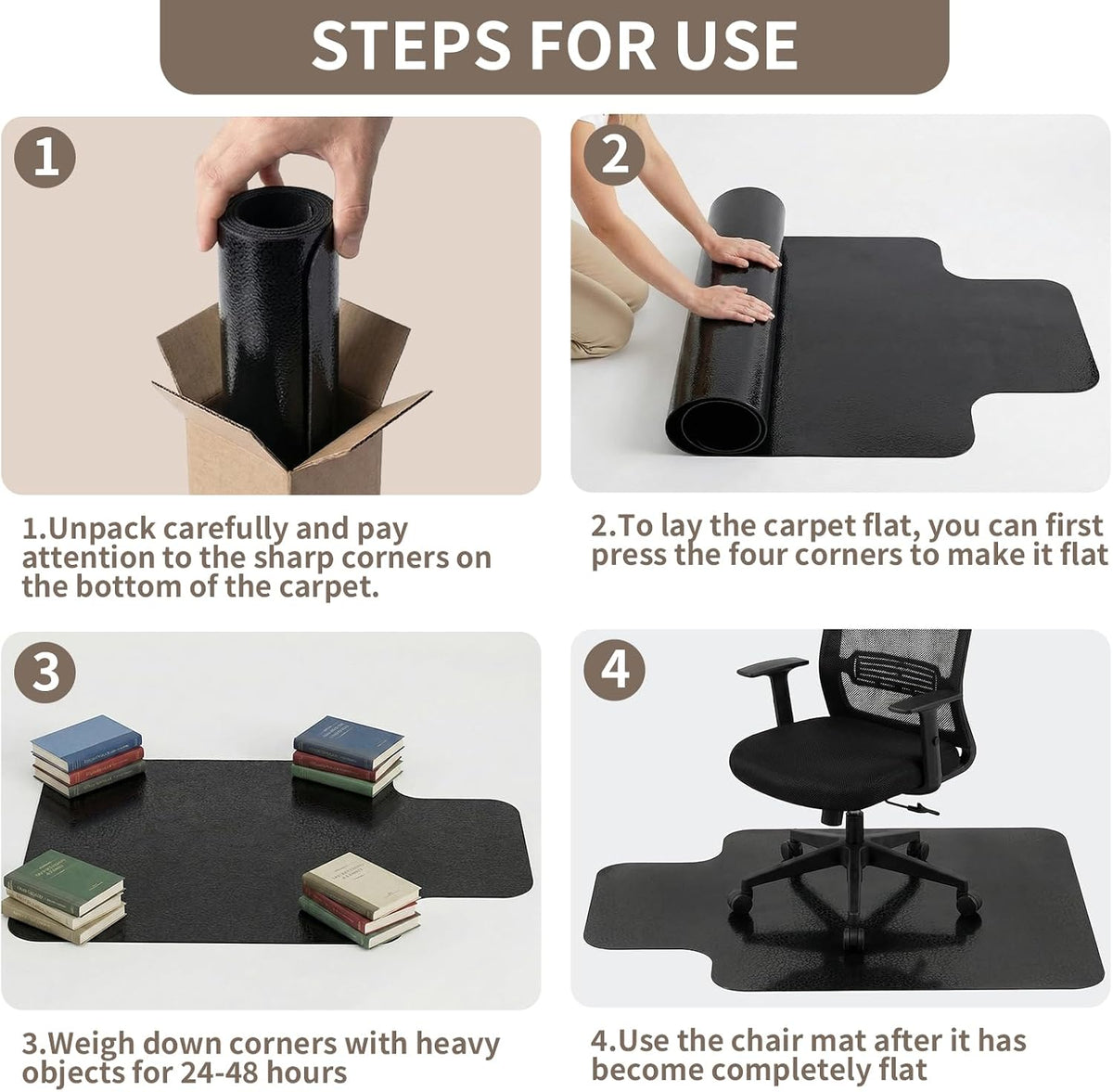 Office Chair Mat for Low Pile Carpet, 48"x60" Smooth Glide with Lip
