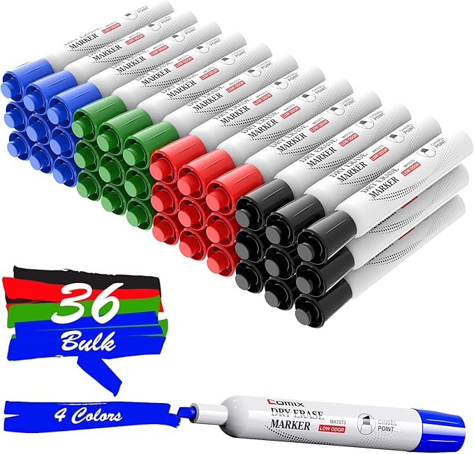 Comix Dry Erase Markers, Chisel Tip Whiteboard Markers, School Supplies by Comix