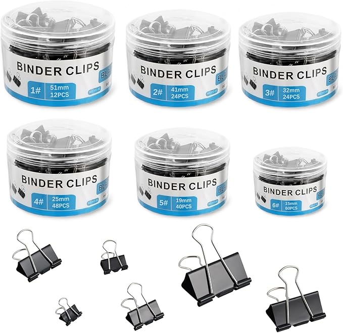 208 PCS Binder Clips Paper Clamps Assorted Sizes, Metal Paper Binder Clip - Image 8
