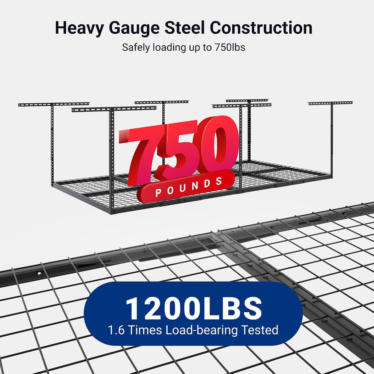 fleximounts 4x8 overhead garage ceiling storage rack, 2 showing dimensions