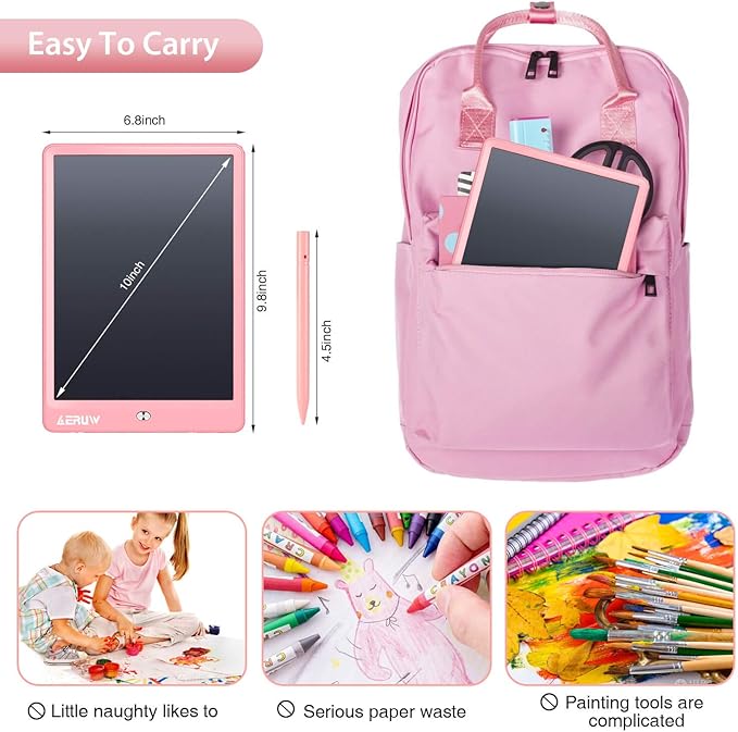 LCD Writing Tablet for Kids, 10 Inch Colorful Electronic Doodle Board, - Image 4