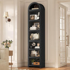 UPOSOJA 76" Tall Narrow Arched Bookcase, 7-Teir Mid-Century Modern Bookshelf