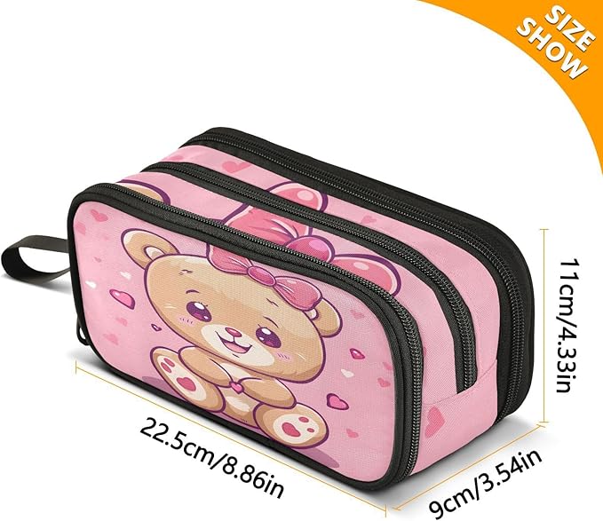 BOENLE Cute Bear Pencil Case Box Boys Girls Large Pencil Pouch - Image 4