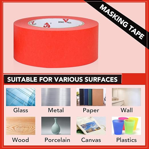 BOMEI PACK Red Painters Tape 1 Inch - Image 7