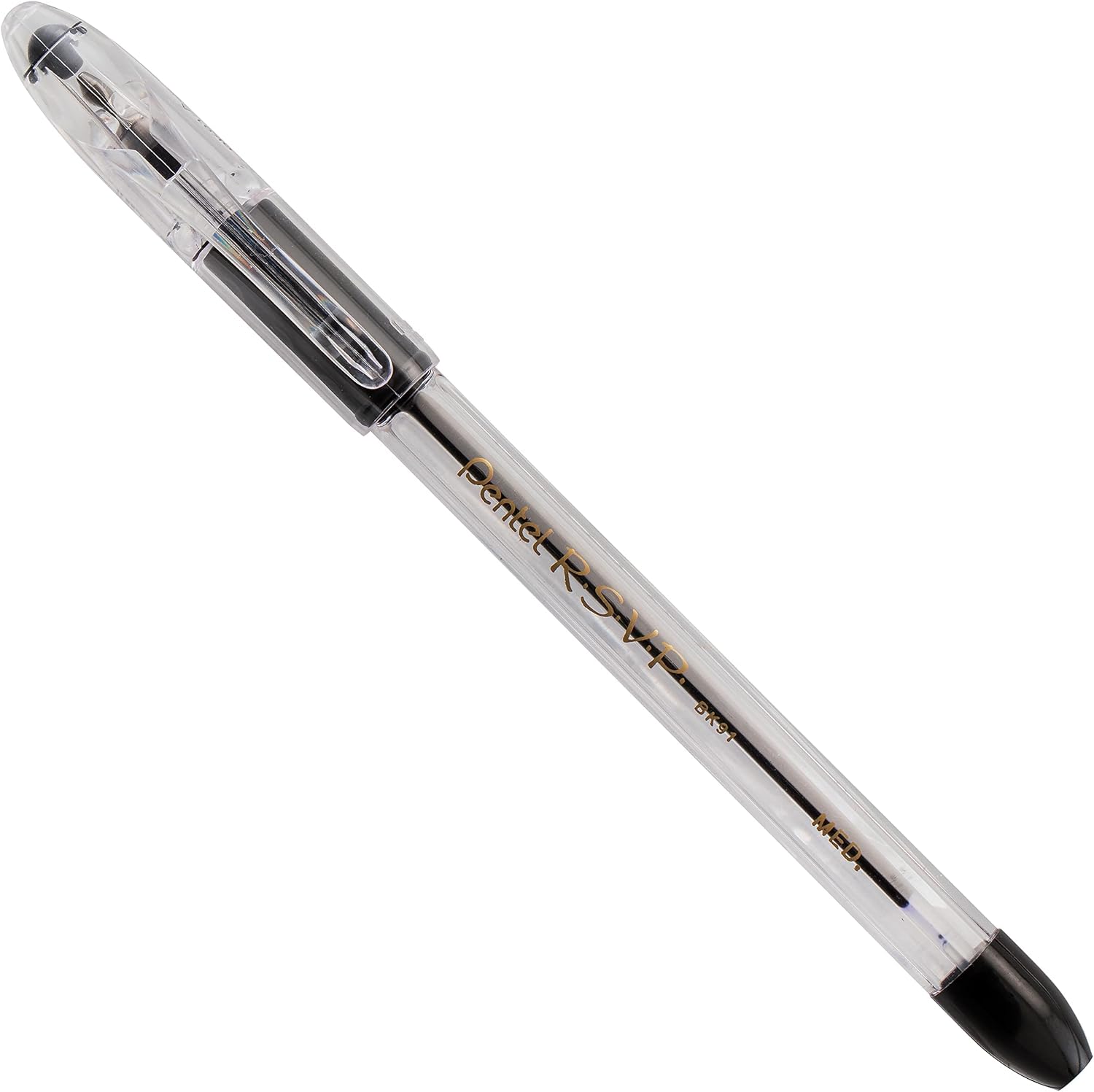 Pentel RSVP Ballpoint Pen, (1.0mm), Medium Line, Black Ink,(BK91PC12A) 12 Count (Pack of 12)