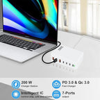 USB C Charger Block 200W 7 Port GaN Fast Charging Block Station, iPhone 17/16/15 - Image 5