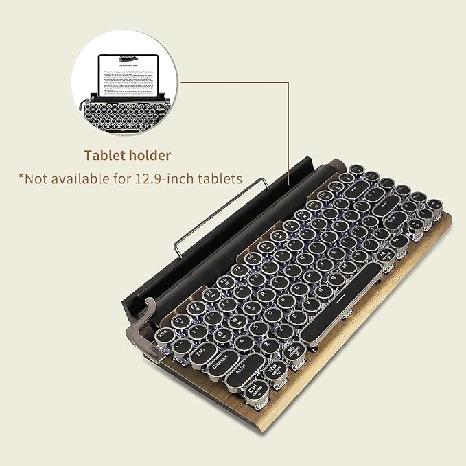 Adventurers Typewriter-Style Retro Mechanical Keyboard LED Backlight 83 Keys - Image 4